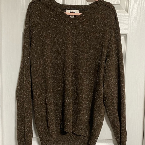 JOSEPH ABBOUD Brown Wool Silk Blend V-Neck Long Sleeve - Picture 3 of 3